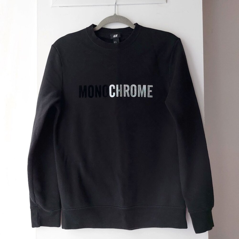 Cotton Blend Black MONOCHROME Statement Sweatshirt Unisex